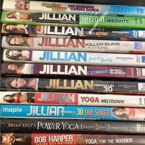 Workout DVDs, 16 total, Pilates not shown